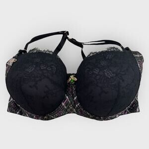 Savage X Fenty A Little Tart Balconette Bra | Plus Size 38G Black Purple Grunge